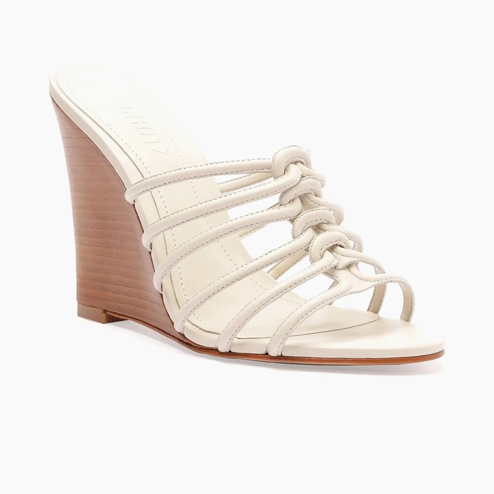 SCHUTZ Cream Strappy Wedge Sandals